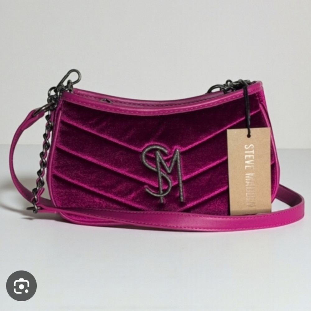🚨 NWT Steve Madden Stylish Pink Velvet Shoulder/crossbody Bag